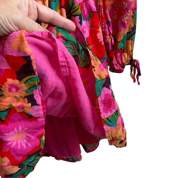 Billabong Heaven Sent Floral Long Sleeve Open Back Mini Dress SZ M - Picture 6 of 11